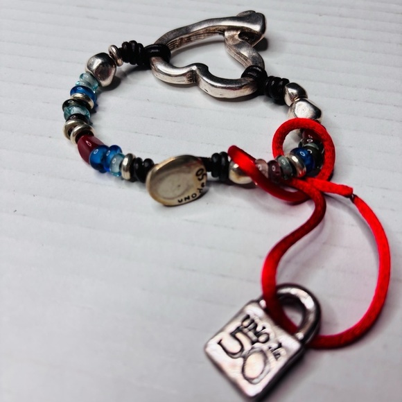 UNO DE 50 Bracelet Bare Heart Sterling Silver Leather Beaded Bracelet - Picture 5 of 5